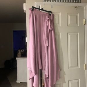 Free people light pink Silk skirt wraps around with bow